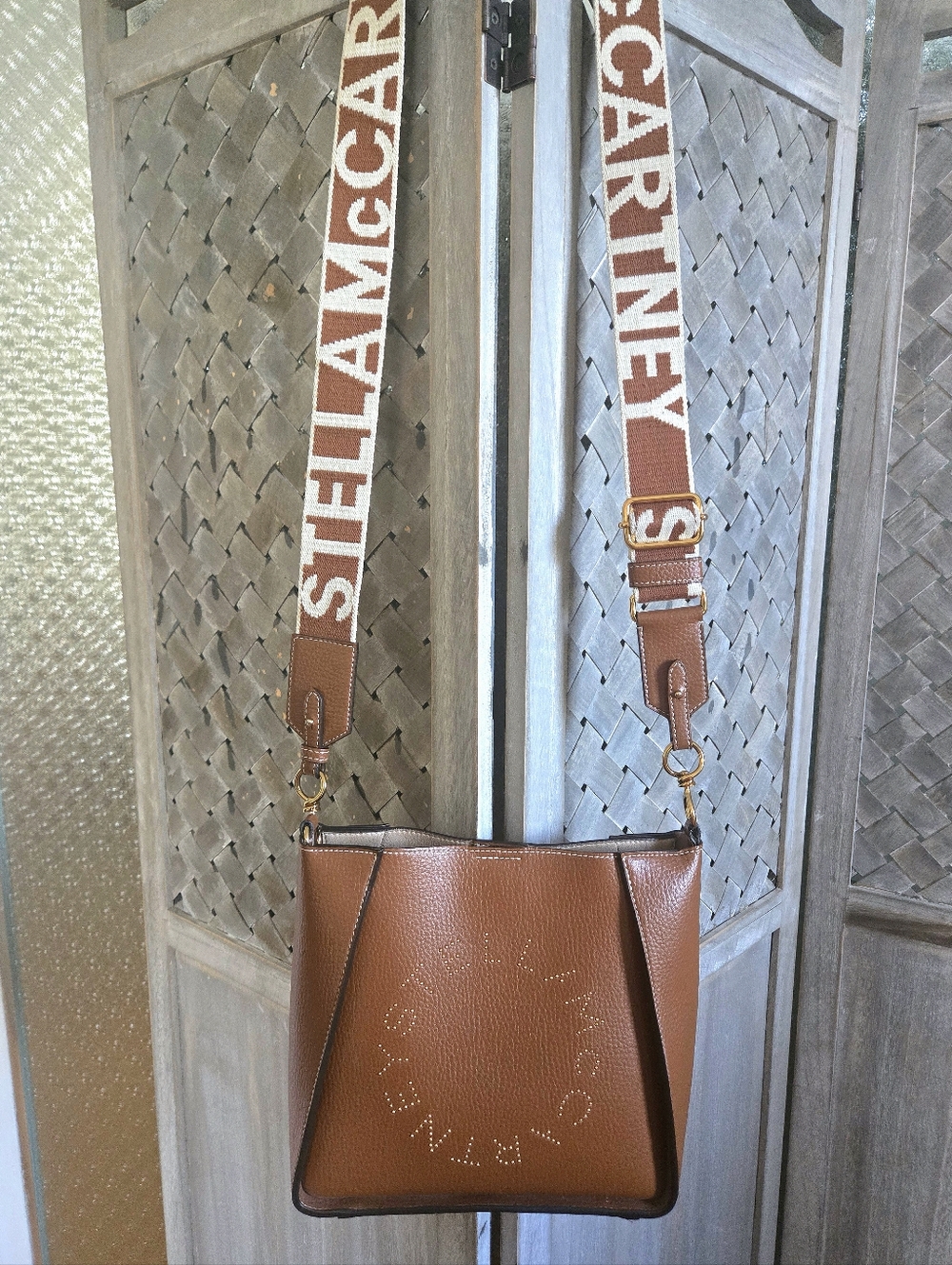 Stella McCartney Tan Shoulder Bag with Logo Strap - Picture 7 of 11